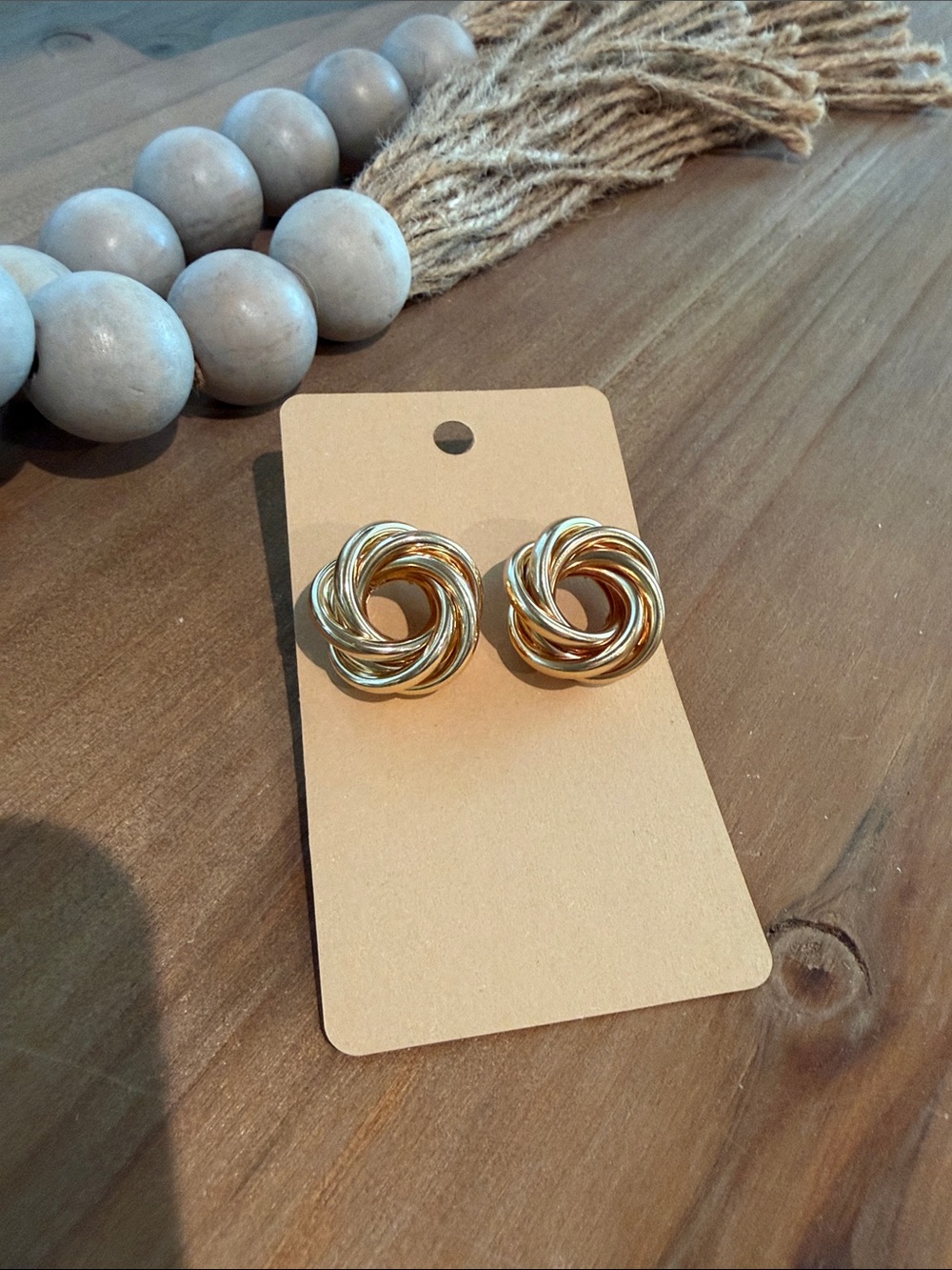 Gold Braided Loop Stud Earrings